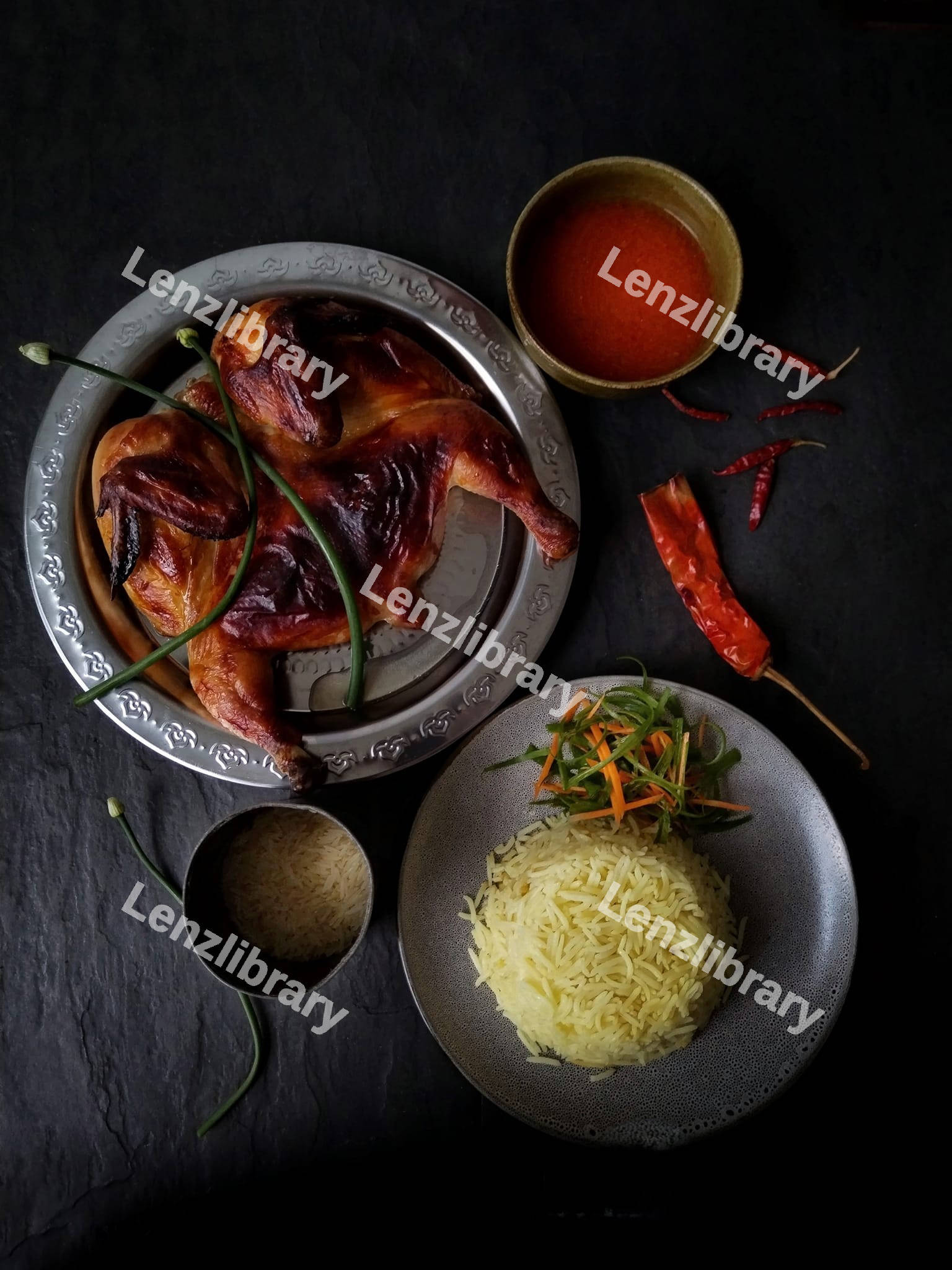 Rice and roasted chicken